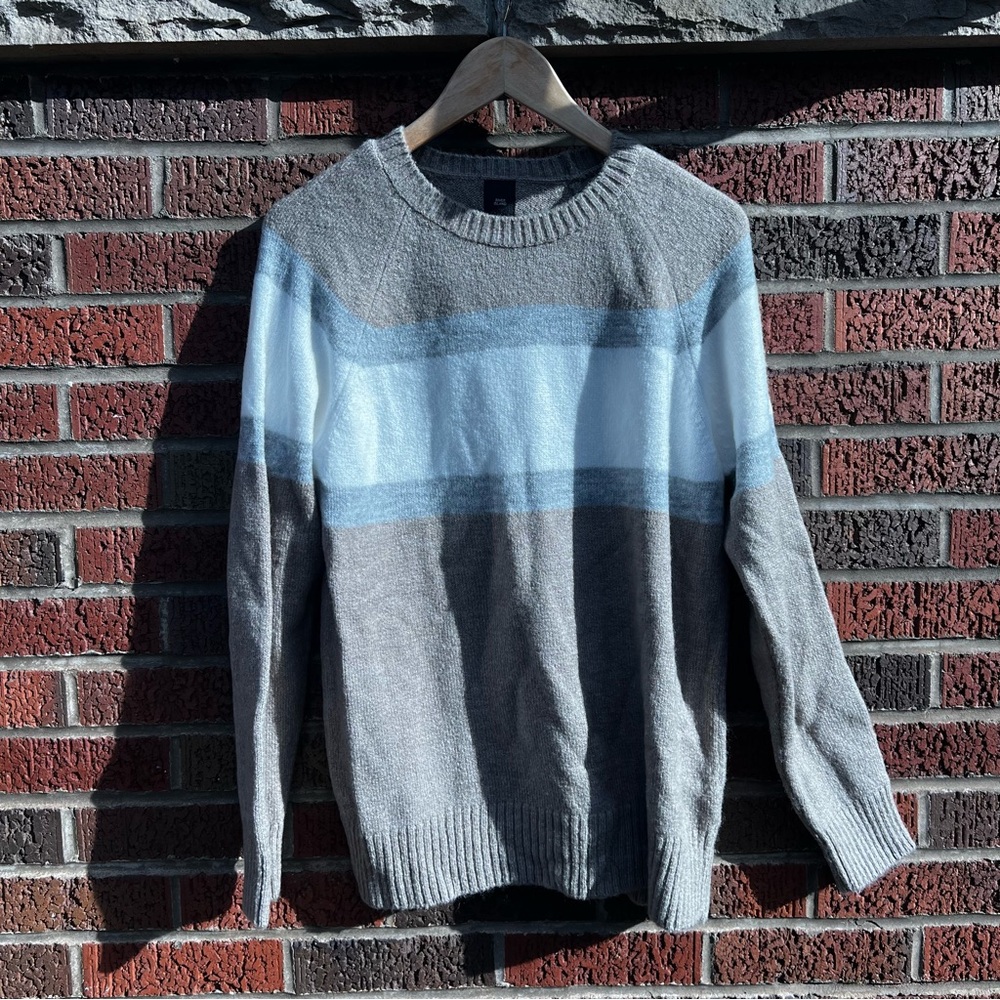 River Island Tan Gray and Cream Colorblock Striped Men’s Sweater